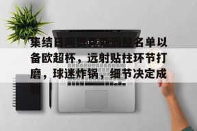 九游-集结日阿贾克斯调整名单以备欧超杯,远射贴柱环节打磨,球迷炸锅,细节决定成败的简单介绍